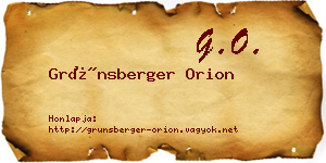 Grünsberger Orion névjegykártya
